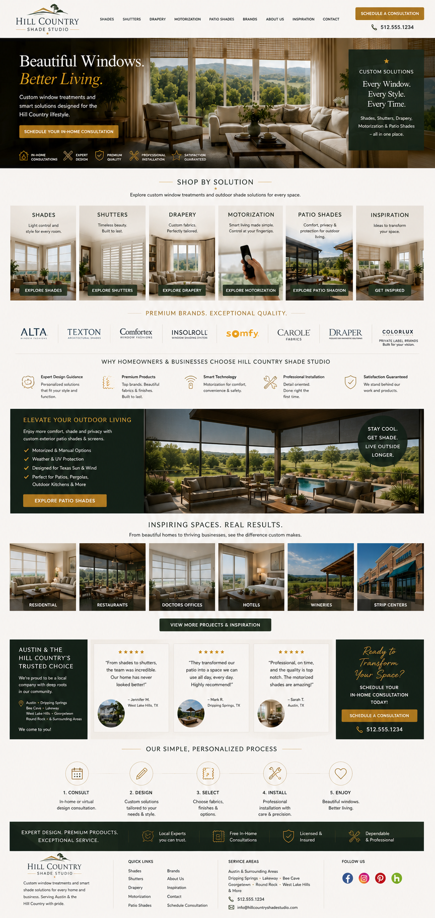Hill Country Shade Studio homepage reference design
